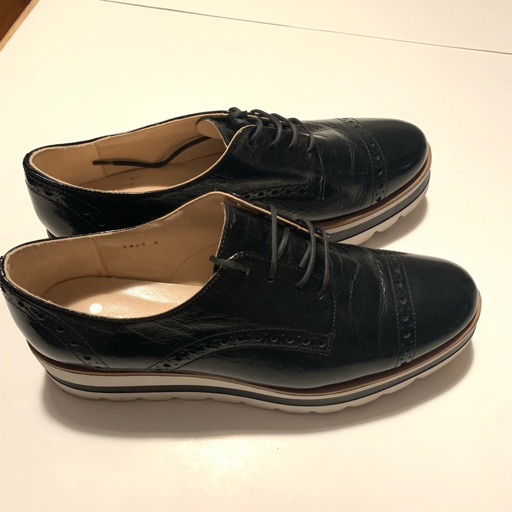 Vicenza Women Platform Black Shiny Dress Shoes Sz6